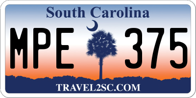 SC license plate MPE375