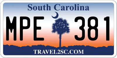 SC license plate MPE381