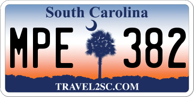 SC license plate MPE382