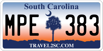 SC license plate MPE383
