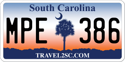 SC license plate MPE386