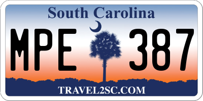 SC license plate MPE387