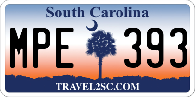 SC license plate MPE393