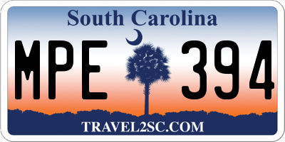 SC license plate MPE394