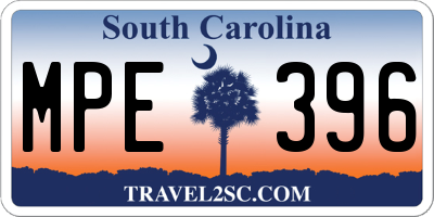 SC license plate MPE396