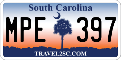 SC license plate MPE397