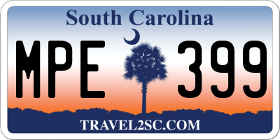SC license plate MPE399
