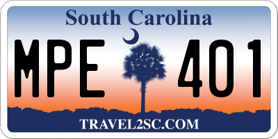 SC license plate MPE401