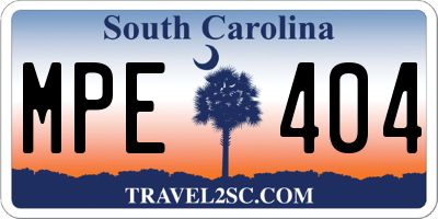 SC license plate MPE404