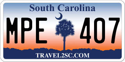 SC license plate MPE407