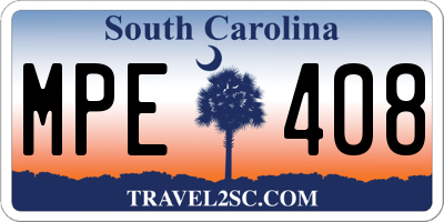 SC license plate MPE408