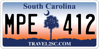 SC license plate MPE412