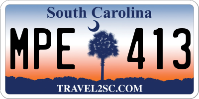 SC license plate MPE413