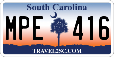 SC license plate MPE416