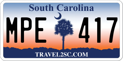 SC license plate MPE417