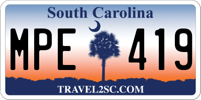 SC license plate MPE419