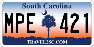 SC license plate MPE421