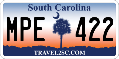 SC license plate MPE422