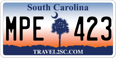 SC license plate MPE423