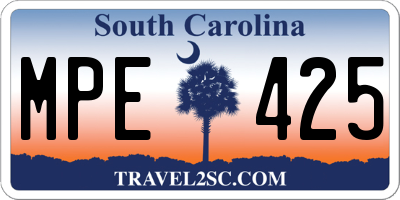 SC license plate MPE425