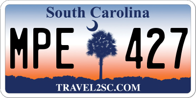 SC license plate MPE427