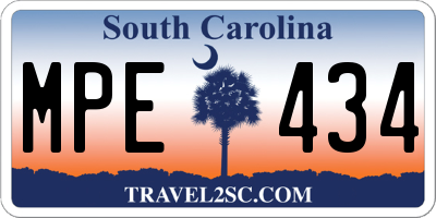 SC license plate MPE434
