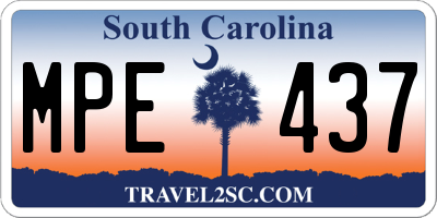 SC license plate MPE437
