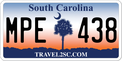 SC license plate MPE438