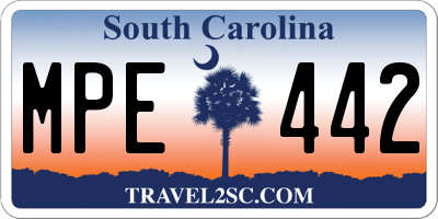 SC license plate MPE442