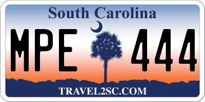 SC license plate MPE444