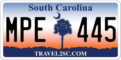 SC license plate MPE445