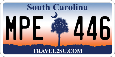 SC license plate MPE446