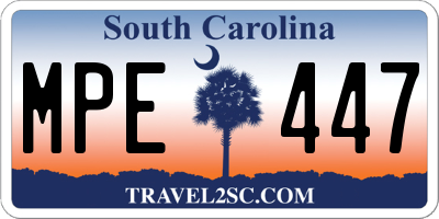 SC license plate MPE447
