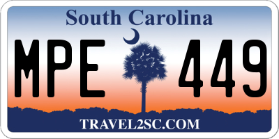 SC license plate MPE449