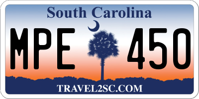 SC license plate MPE450