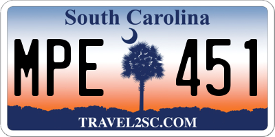 SC license plate MPE451