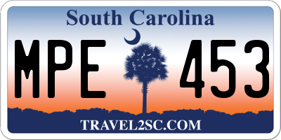 SC license plate MPE453