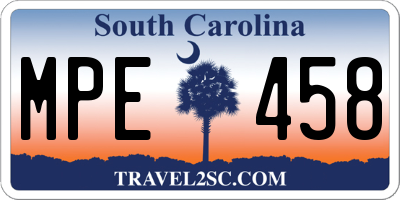 SC license plate MPE458