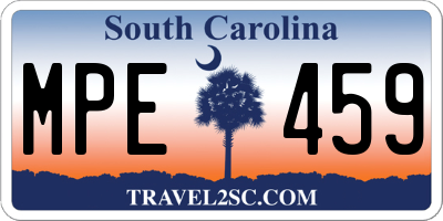 SC license plate MPE459