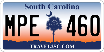 SC license plate MPE460