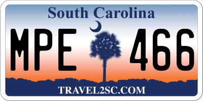 SC license plate MPE466