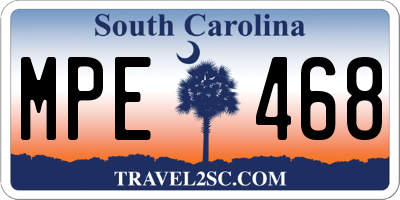 SC license plate MPE468