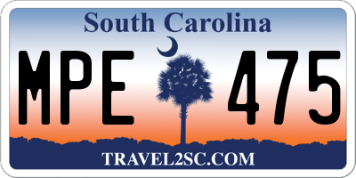 SC license plate MPE475