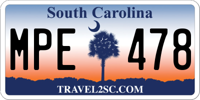 SC license plate MPE478