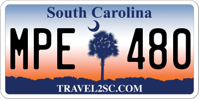 SC license plate MPE480
