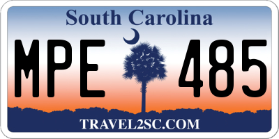 SC license plate MPE485