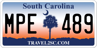 SC license plate MPE489