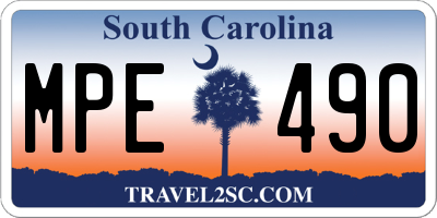 SC license plate MPE490