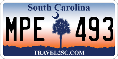 SC license plate MPE493