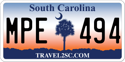 SC license plate MPE494